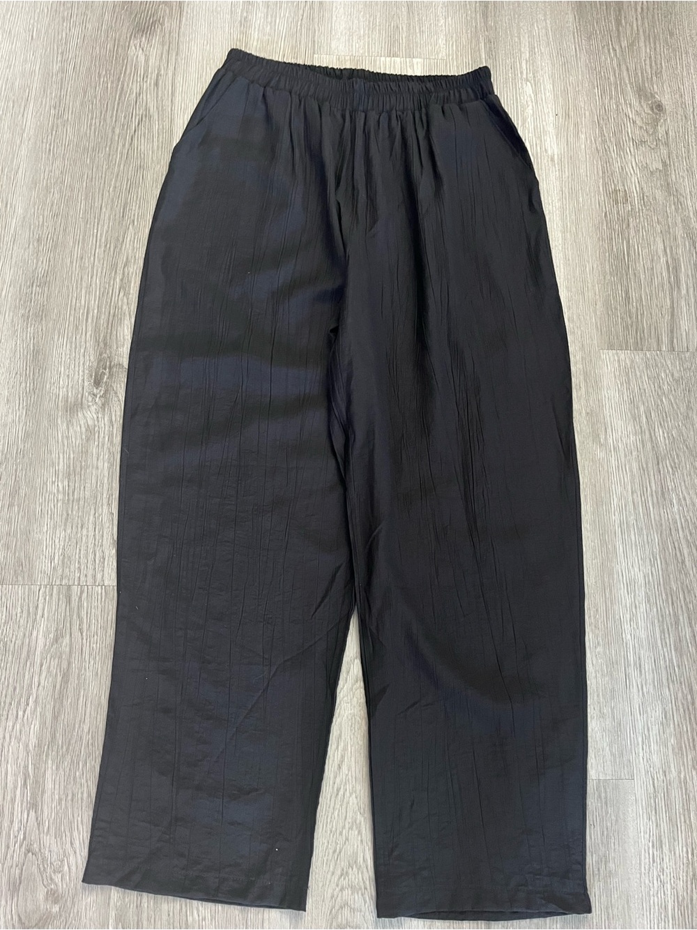 🔥396–Black Wide-Leg Elastic Waist Pants